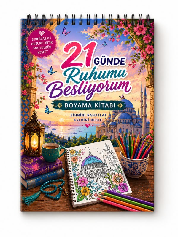 Mandala Boyama Kitabı - 21 Günde Ruhumu Besliyorum - Yetişkinler İçin Rahatlatıcı Tasavvuf Boyama